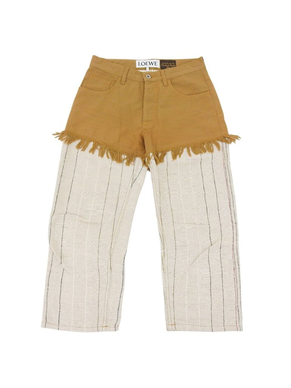 Loewe x Paula's Ibiza Hemp Linen Blend Contrast Design Logo Button Pants 34